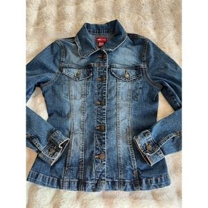 Vtg Denim Jacket H&M Womens Blue Button Front Jean Trucker Jacket Size US 6